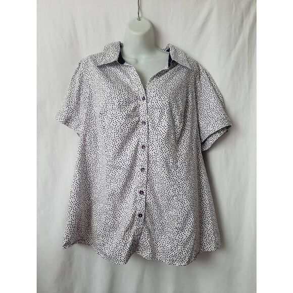Lane Bryant purple polka dot button front sz 24 plus top - Picture 1 of 3